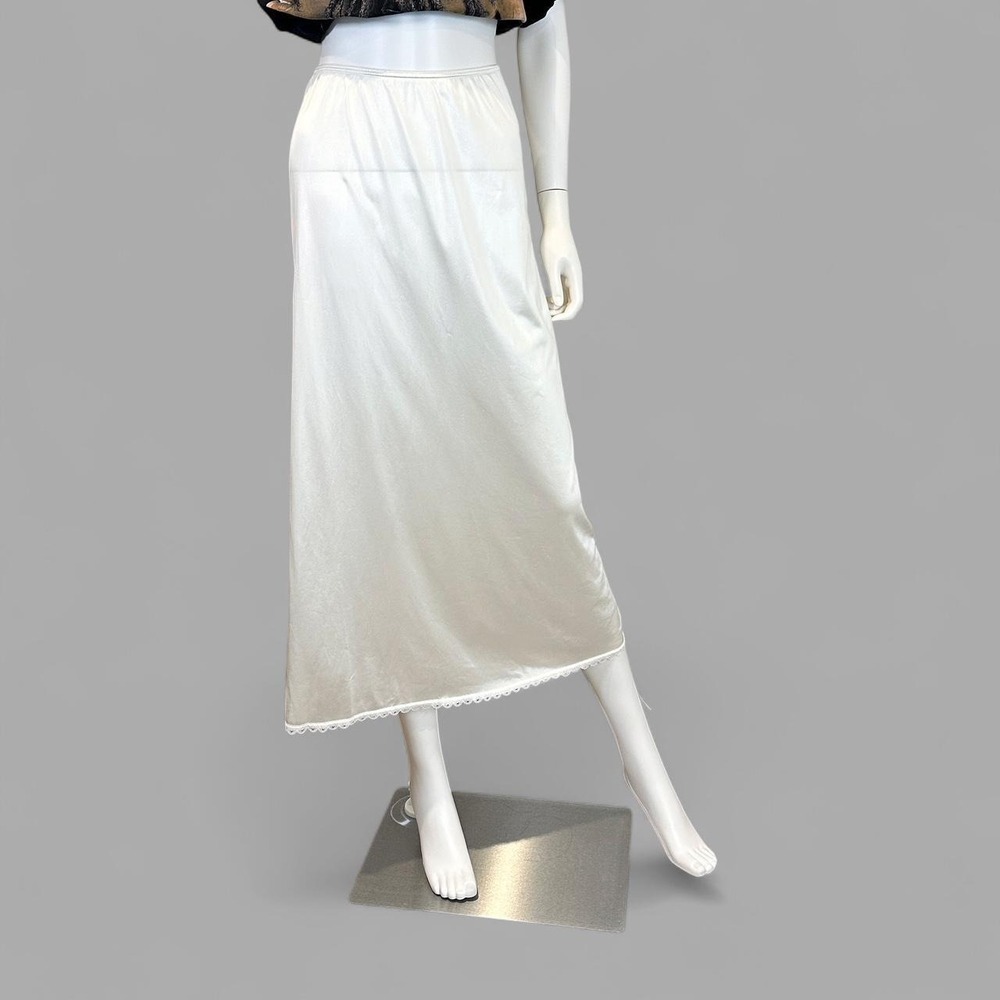 Vintage Ivory Satin Half Slip Skirt Midi | Y2K Coquette Cottagecore Lingerie‎